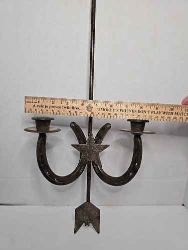 Metal Arrow Horseshoe Candle Wall Hanging Decor Rustic Western Indian Preowned - Picture 4 of 11