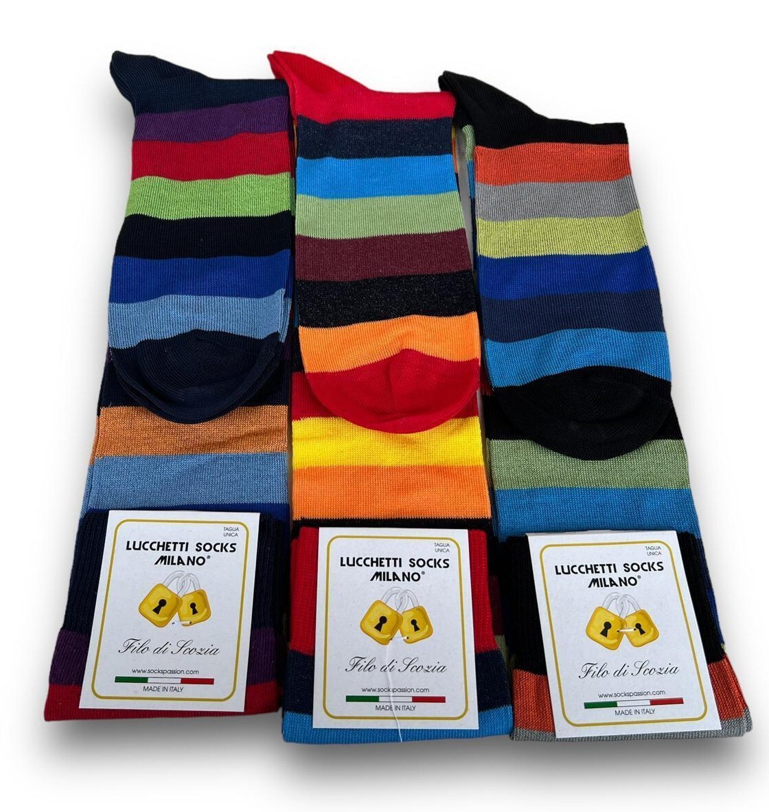 Confezione 4 Calze Rugby - Righe Sopra Il Polpaccio - Colori Assortiti - Taglia Unica Unisex