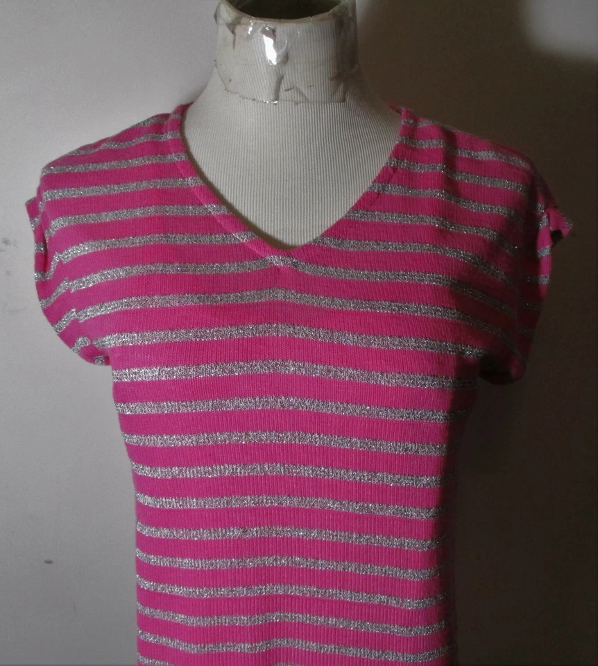 ESPLÉNDIDO Top Metálico Manga Gorra Rosa 2 Piezas Niña Talla 14 Nuevo con Etiquetas $68.00 Foto 2 de 4