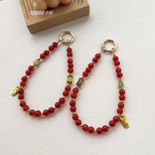 1pcs Imitation Natural Stone Lanyard Alloy Beaded Cell Phone Key Chain Charm