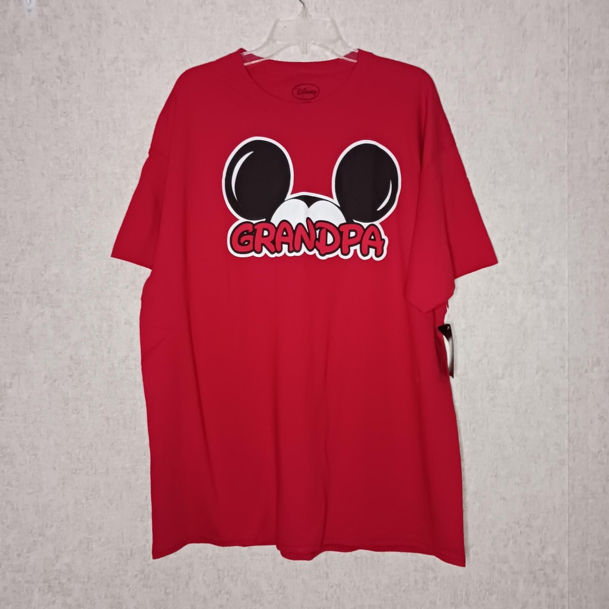 Disney Mickey Mouse Grandpa T Shirt Mens Size 2X XXL Red Cotton Short  Sleeve New