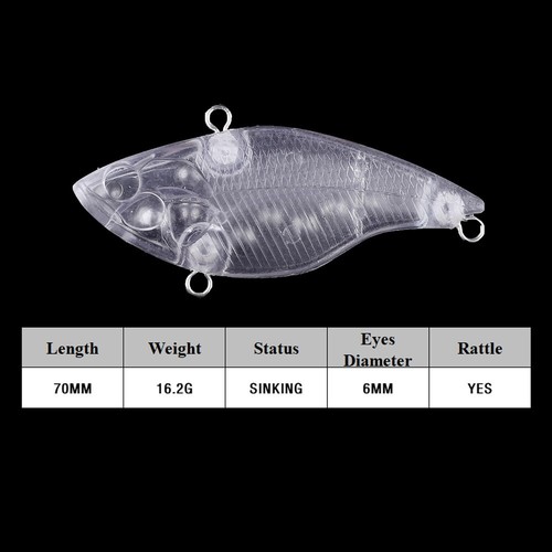 20PCS 7cm 16.2g Rattle Lipless Crankbait Unpainted Bait Blank Fishing Lure model - Picture 2 of 11