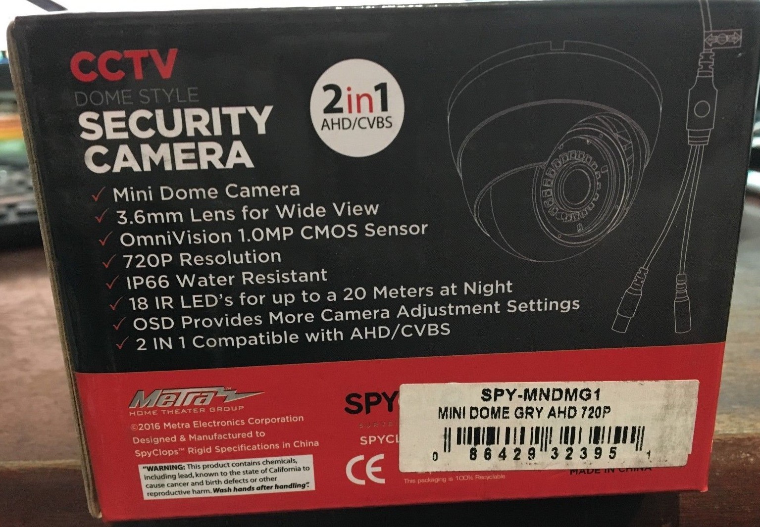  Mini 3.6MM Wide AHD 1.0MP 720P Metal Dome Security CCTV Camera Metal Grey