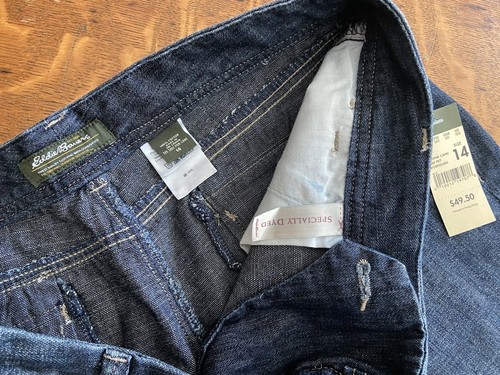 NWT Eddie Bauer Women's Size 14 Med Wash Denim Jean Capris Cropped 34x20 $49.50 - Picture 3 of 4