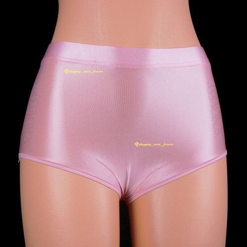 Women Satin Glossy Boxers Shorts Biker Shiny Fitness Clothes Sexy Glitter Briefs - Picture 14 of 18