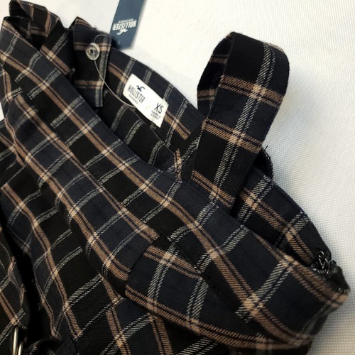 Hollister Dress Lined Tartan NEVER WORN Mini Short XS Black Check RRP £29 - Picture 5 of 8