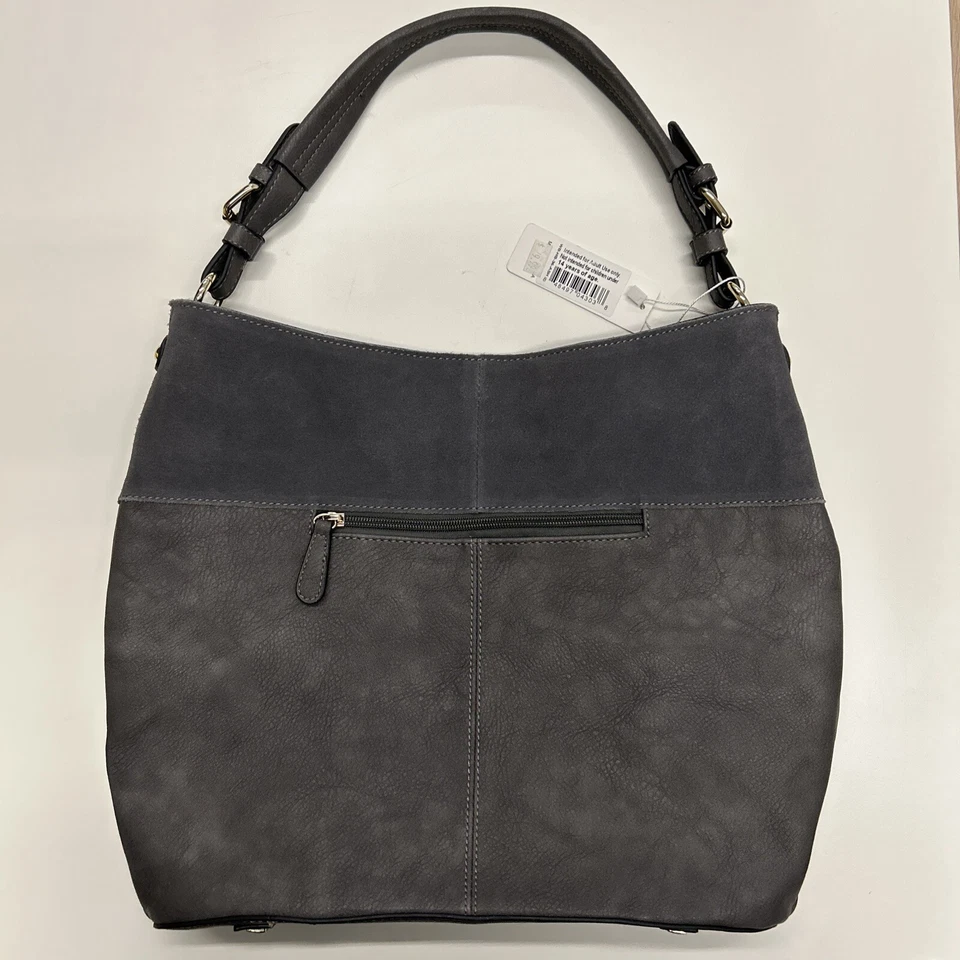 Bolso Hobo Cartera Cubo Cuero Sintético Gamuza Gris Bandolera de Hombro Simply Noelle Foto 3 de 4