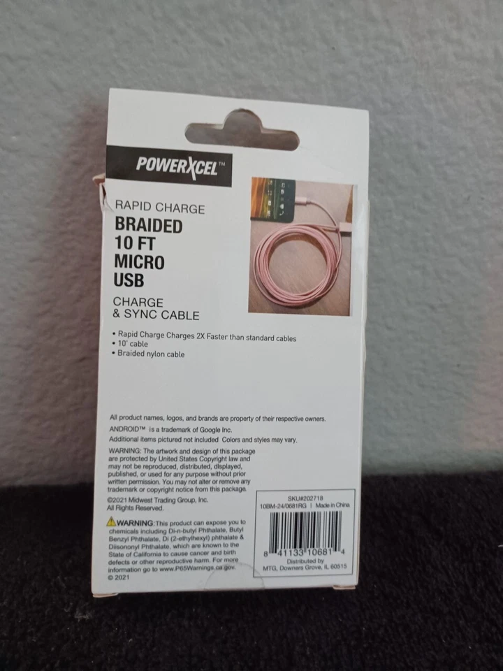 PowerXcel Rapid Charge Braided 10 FT Micro USB Charge Cable - Image 2 of 3