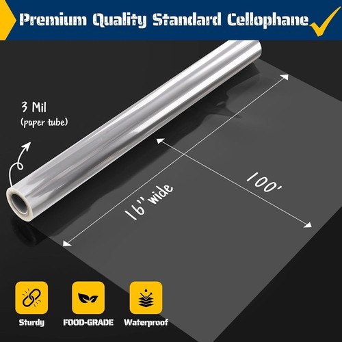 Durable 3 Mil Thick Clear Cellophane Wrap for Stylish Gift Wrapping Projects - Picture 4 of 11