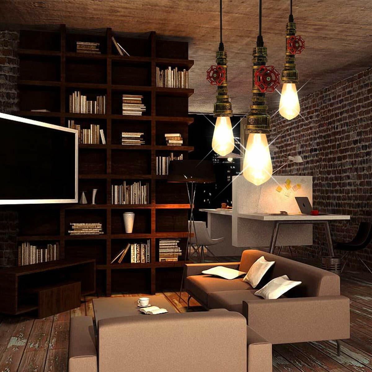 Lampada da scrivania industriale Steampunk, lampada da tavolo vintage Steam Punk con tubazioni, lampade da tavolo in ferro retrò con base in legno stile loft per comodino, caffetteria, bar, pub, ecc