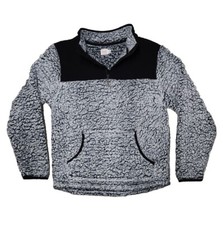 Girls XXL Husky Fleece Sherpa Wonder Nation Pullover Gray  Black 1/4 Zip