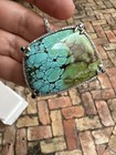 SALE Beautiful Turquoise Sterling Silver And Diamond Pendant Custom Made — photo 3