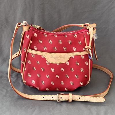DOONEY BOURKE Mini MARGOT Crossbody RED Beige GRETTA Coated Canvas DB Signature