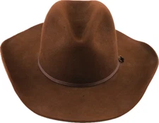 Burns Cowboy Beaver Rocking Bar Hat Brown Size 8x Sz 7 5/8