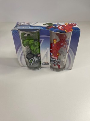 2x 250ml Marvel Avengers Assemble Trinkglaser Glas Hulk Iron Man 