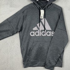 NEW Adidas Hoodie Mens Medium BOS GRID T1 Grey Climawarm Performance Pullover