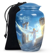 White Lady Angel Funeral Large Urns For Human Ashes Adult Father 10 Inch