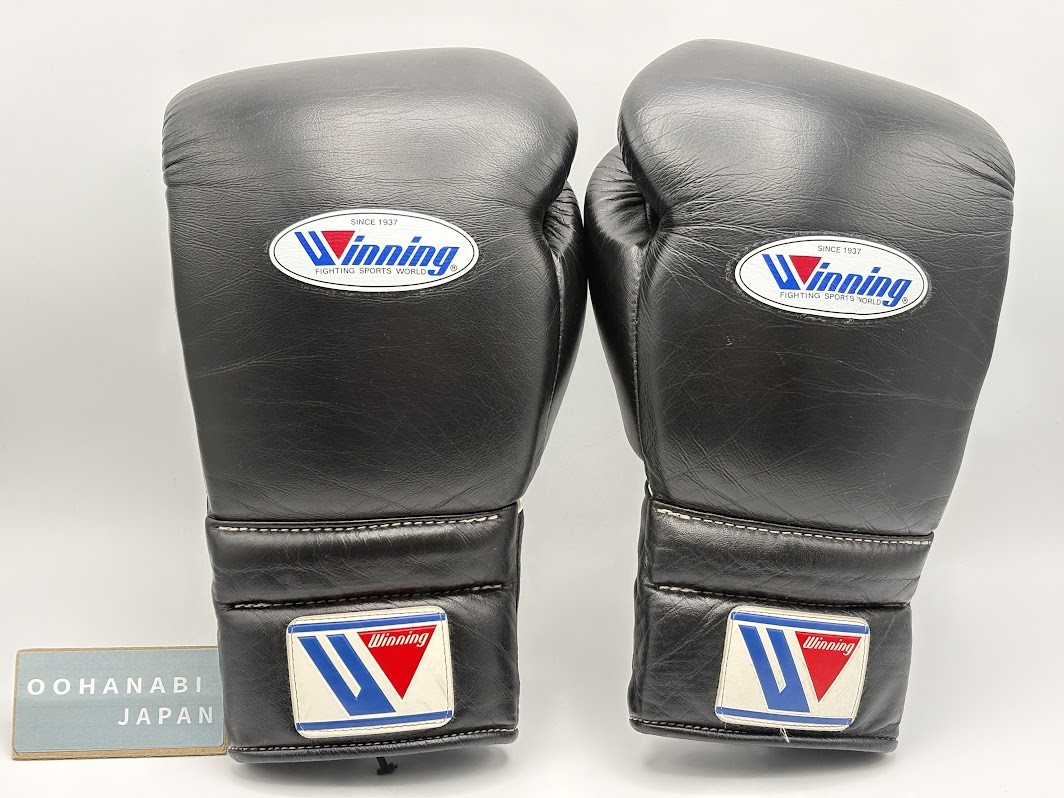 WINNING Boxing Gloves 16 oz MS-600 Black Lace Up String type