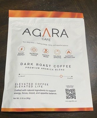 Agara Cafe Dark Roast Coffee Functional Wellness 3.18 oz / 30 servings USA Made