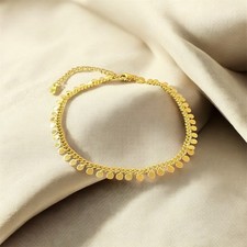 22K Gold Filled Disc Drop Anklet, Bracelet 27cms Including Extension Ref:-519A