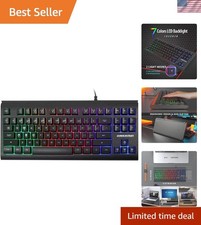 Compact 87-Key Wired RGB Keyboard with Rainbow Backlight for Gaming  Office Use