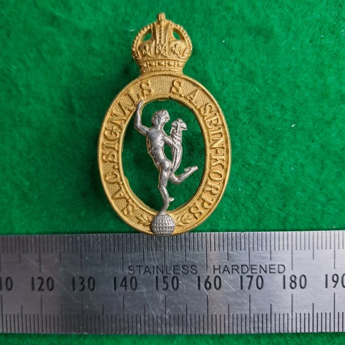 WW2 South African Corps of Signals Officers Silver & Gilt Cap Badge RARE