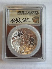 2020-P $1 MAGIC JOHNSON Signed PCGS PR70DCAM Basketball Hall of Fame First Da...