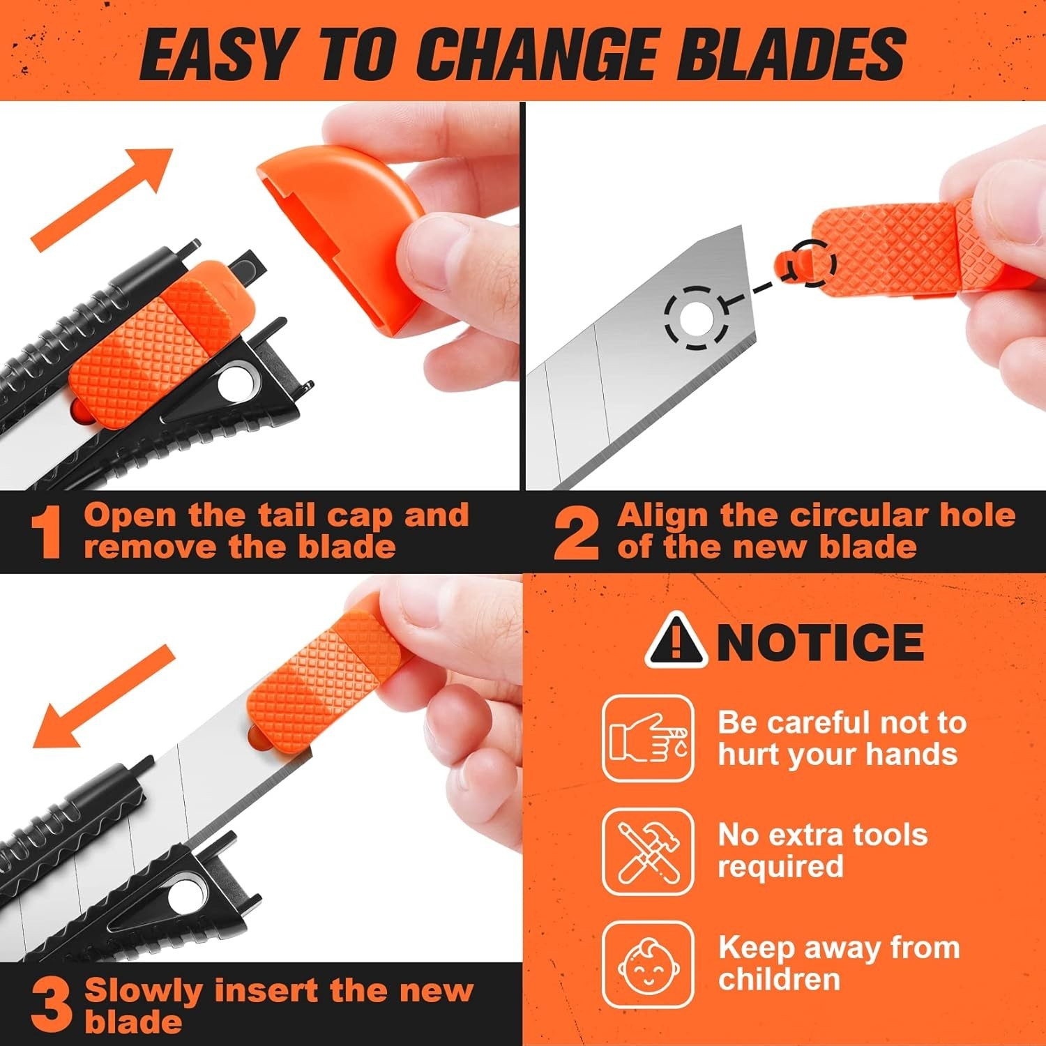 3 Pack Utility Knife Box Cutter Retractable, Compact Box Knife for Cartons, Card