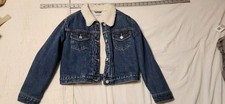 Old Navy Jacket Youth Kids Large 10/12 Blue Denim Sherpa Lined Trucker Coat