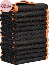 79523 Heavy Duty Padded Moving Blankets, Black/Orange, 72 X 80 , 12 Pack