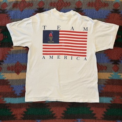 VTG 1996 ATLANTA SUMMER OLYMPICS GAMES T SHIRT LARGE FLAG TEAM AMERICA 90s USA
