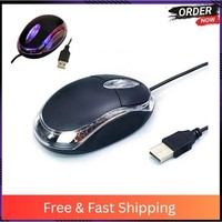 WIRED USB OPTICAL MOUSE FOR PC LAPTOP COMPUTER SCROLL WHEEL LED LIGHT BLACK MICE