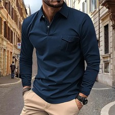 Spring and Autumn Men's Polo Shirt Lapel Pocket T-shirt Men's Business Casual Lo