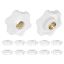 12pcs Star Knobs M8 Thread 32mm Head Through Hole Brass Insert Hand Knob White