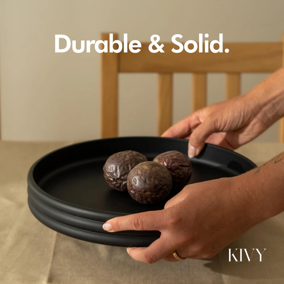 Bandeja redonda decorativa de hormigón 11x1,5 pulgadas - Tazón de mesa de centro circular moderno... Foto 3 de 4