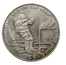 5 Dollar 2000 Liberia Mundlandung 14,6g Nickel Silber