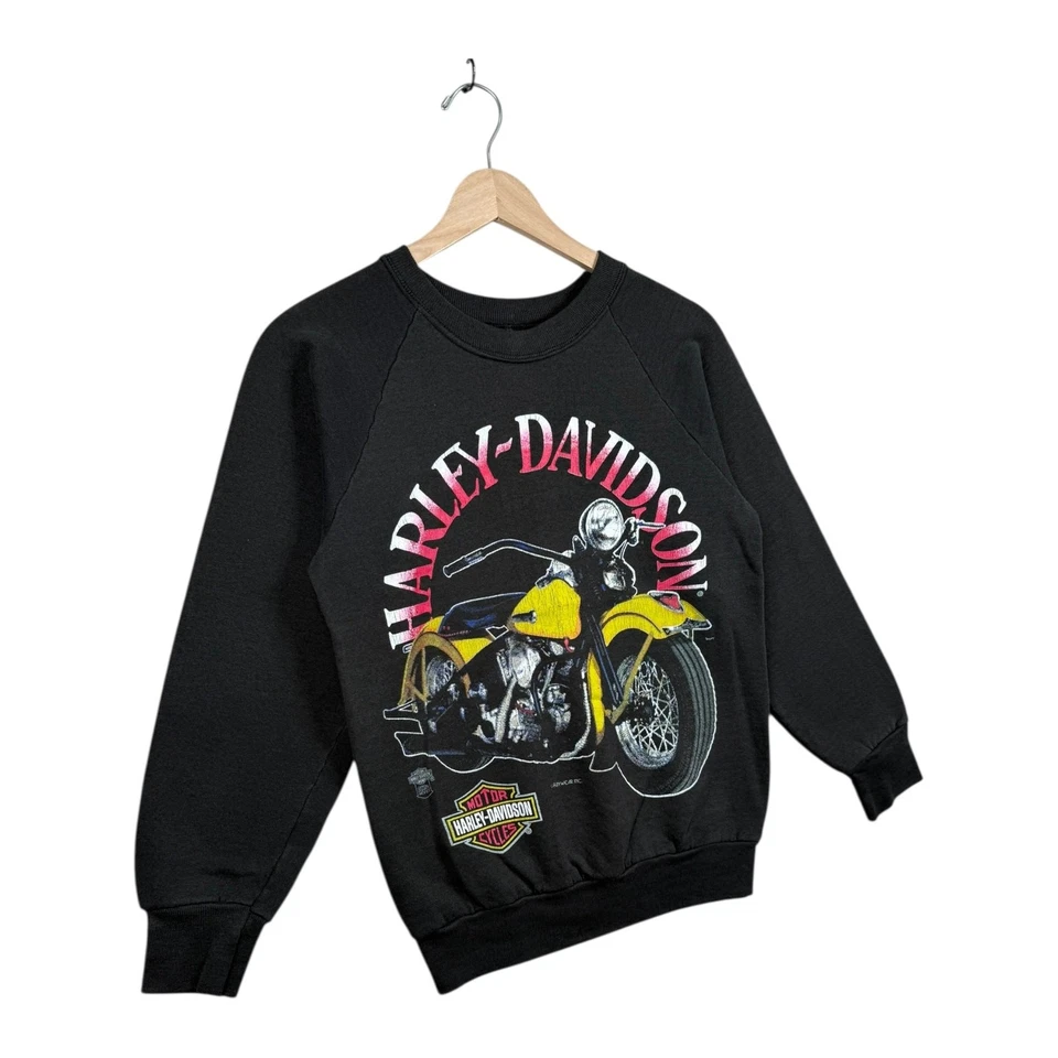 De colección Harley Davidson Motocicleta Gráfico Cuello Redondo Negro Para Hombre Pequeño Foto 4 de 4