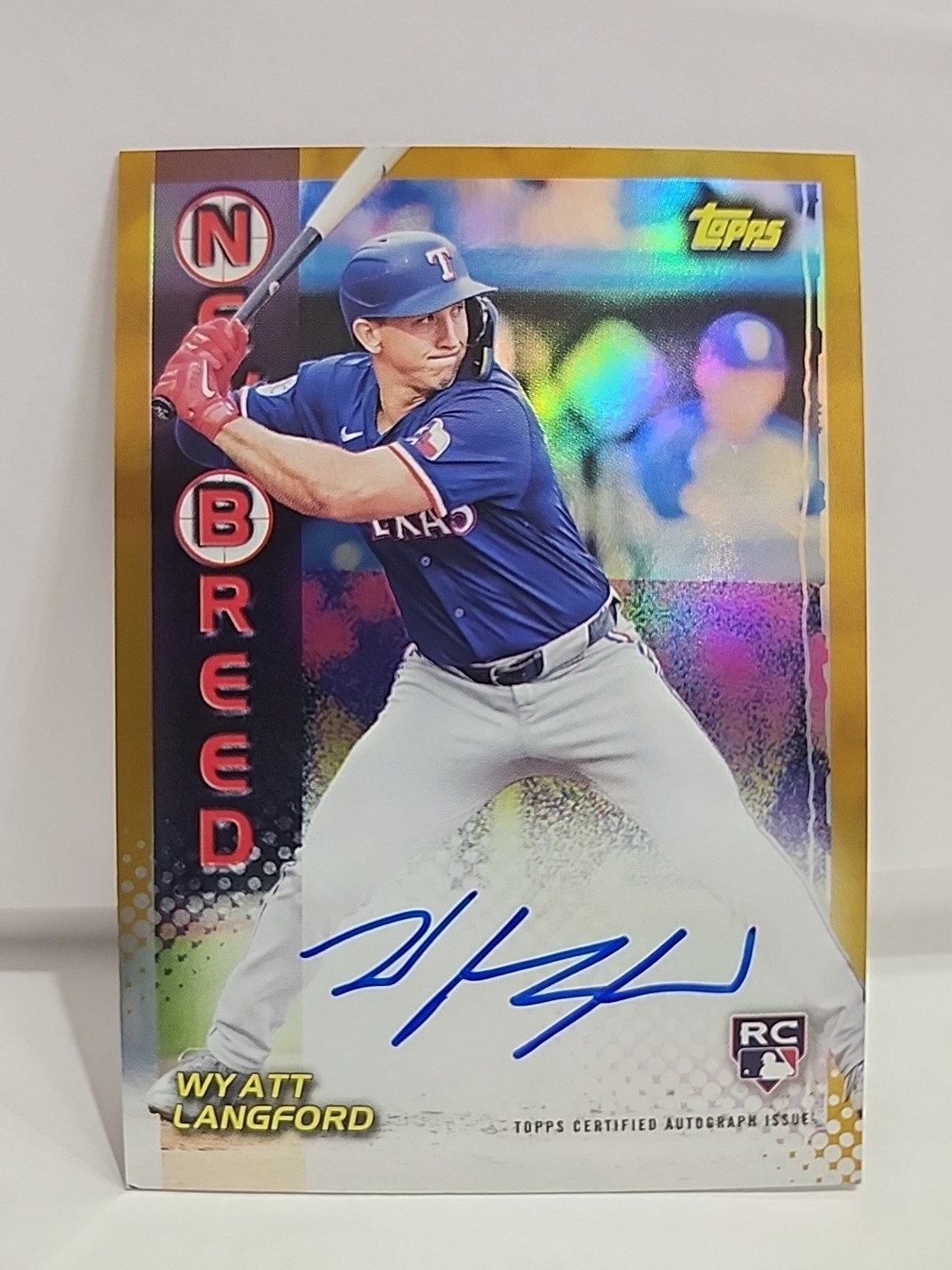 2024 Topps Archives Wyatt Langford 1999 New Breed Auto RC Gold Foilboard #15/50