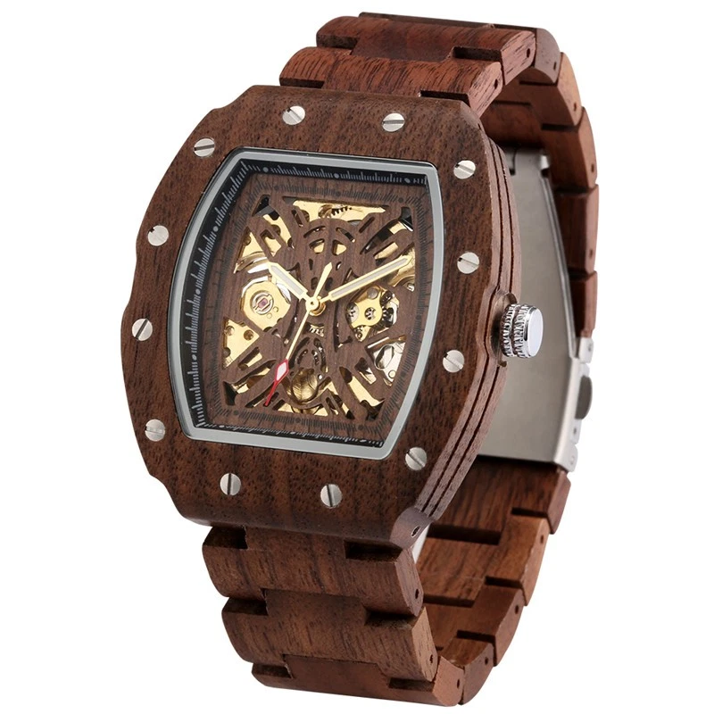 Men's Handmade Watch Automatic Mechanical Wooden Watches Full Wood Bracelet - Image 3 of 4