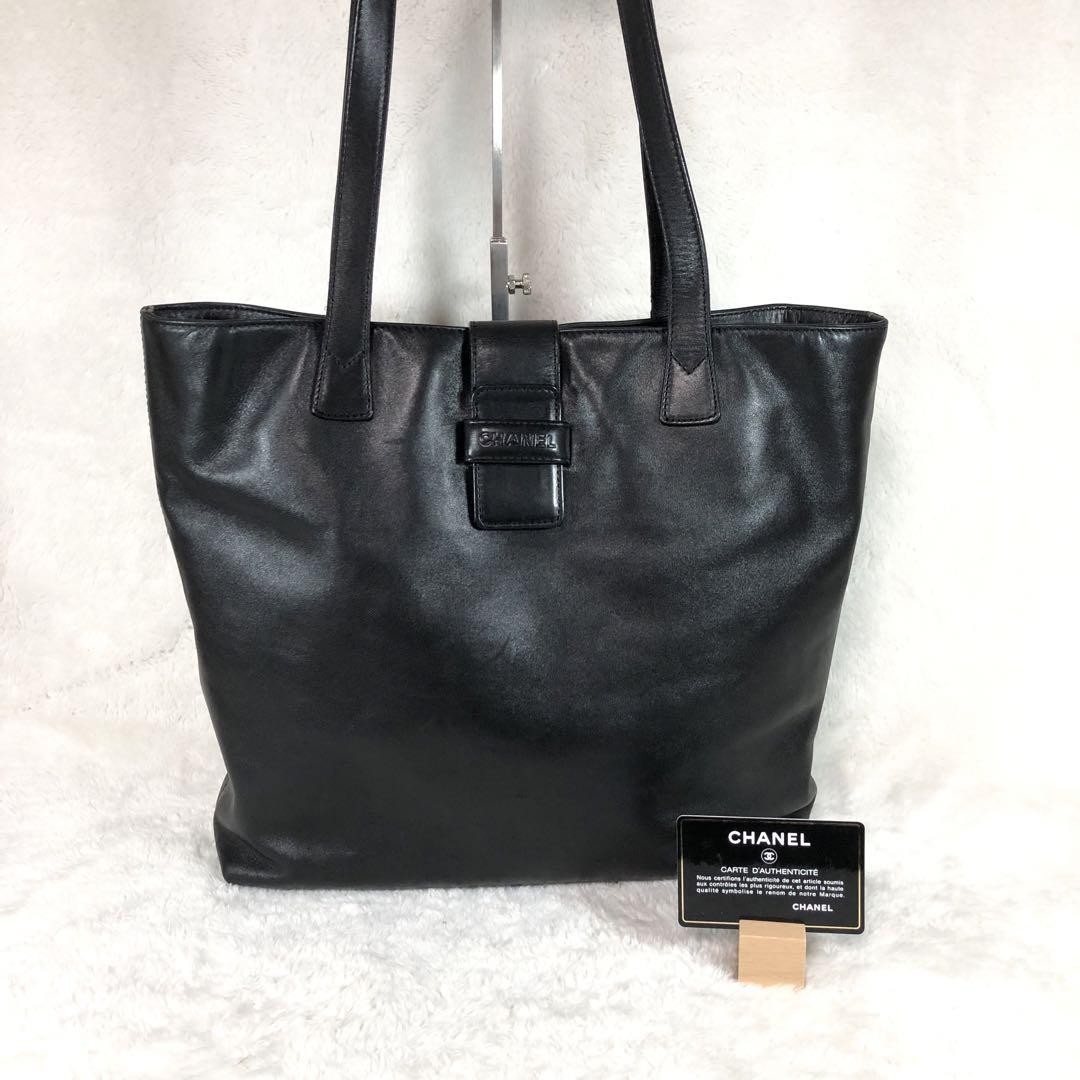 Chanel Lambskin Black Unisex Tote Bag Handbag