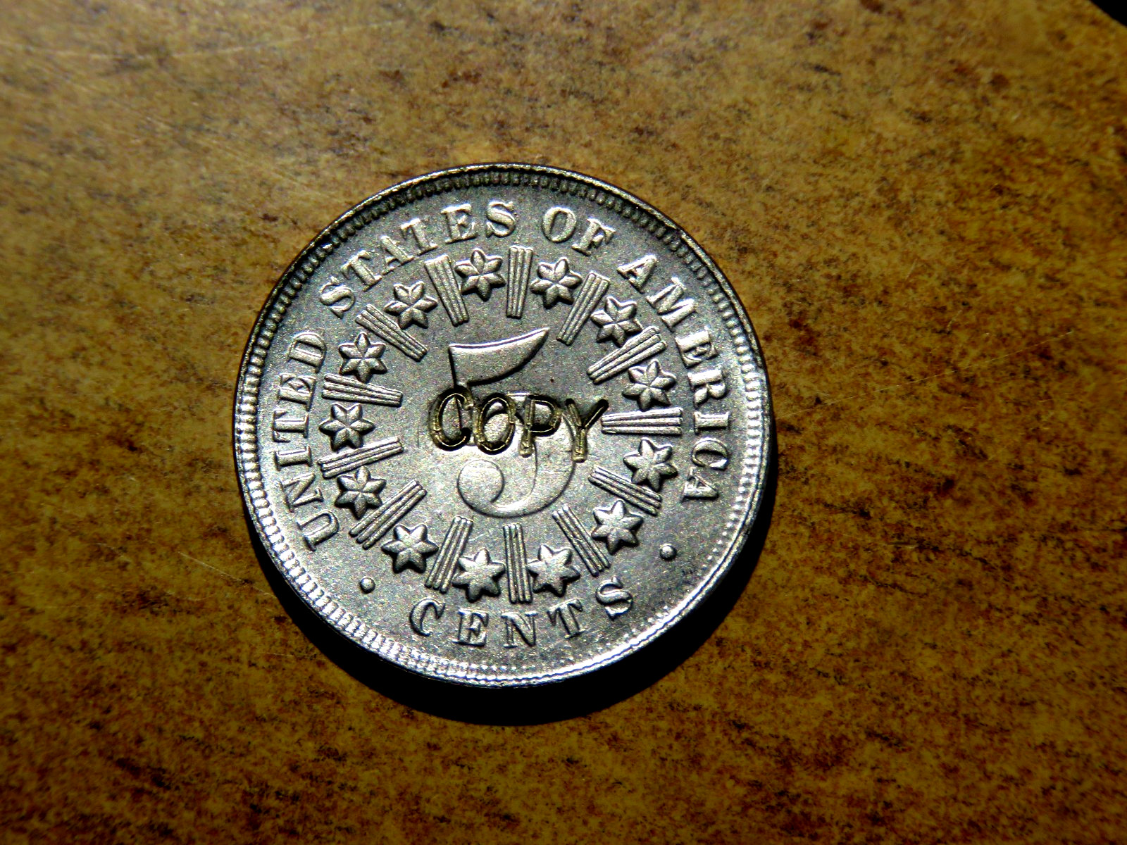 1866 A&R Shield Nickel Coin  Replica Looks Scarily Unbelievably Genuine D13