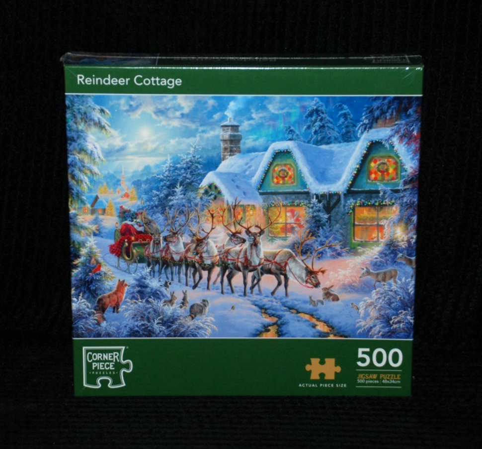 Corner Piece 500 Piece Jigsaw Puzzle called Reindeer Cottage New