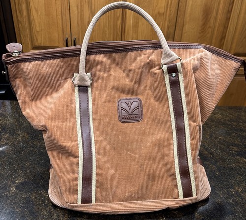 Vintage ULTIMA II Brown CORDUROY Zipper Top Tote Bag - Picture 2 of 15