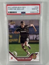 2011 Upper Deck #192 MLS Rookie Card Of Christine Sinclair PSA Gem Mint 10. rookie card picture