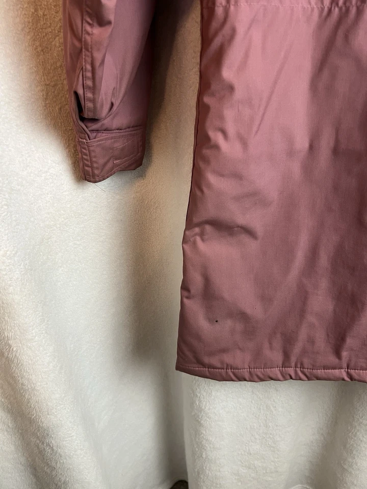 Vintage L.L. Casaco de inverno Bean mistura de lã forro xadrez feminino G grande rosa malva - Imagem 4 de 4