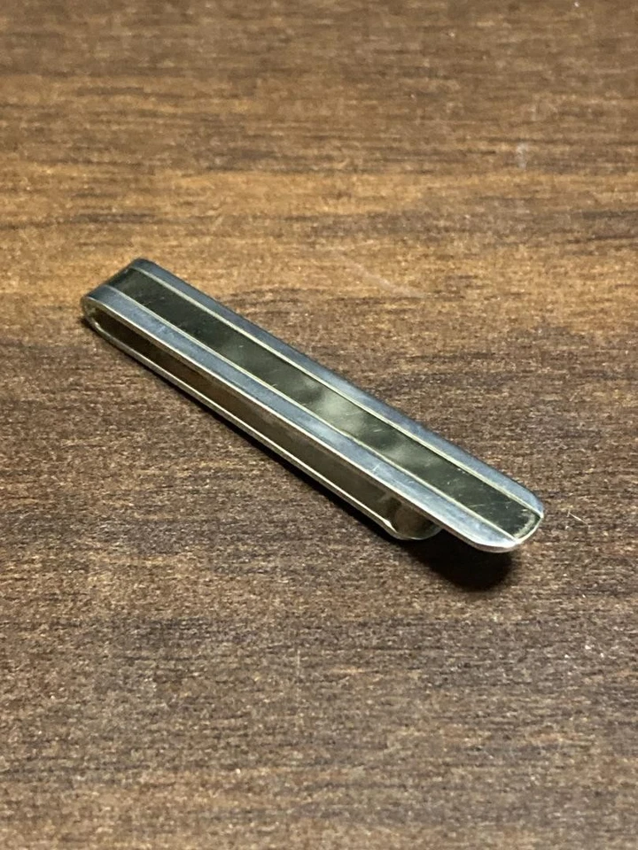Tiffany & Co. Tie Clip Yellow Gold Line 925 Silver Tie Bar High Quality Men's - Image 2 of 4