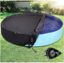 87" Round Pet Pool Cover Waterproof UV Resistant Dog Pool Lid Black