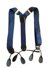 Blue Suspenders 100% Silk Shiny Leather