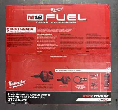 Milwaukee M18 FUEL Drain Snake – Kabelloser Abflussreiniger, 5/16″ X 10,7 M Kabel, Mit Auto-Feed-System