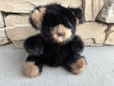 Vintage Black Tan Teddy Bear Real Fur Soft Mink Artist Rare Bear 6" MINT 